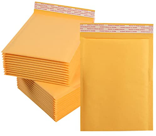 HZSOOCH 50 Stück A5 gepolsterte Briefumschläge, 150 x 210 mm, kleine Kraftpapier-Luftpolster-Versandtaschen, selbstklebend, Versandverpackung zum Versand oder Verpacken (gelb)