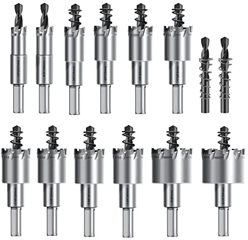 ASNOMY 14 Stück 12.7mm-54mm Lochsäge Hartmetall-Bohrer, Hartmetall-Bohrer Carbid Legierung Lochschneider, Lochsägen-Satz für Metalle, Stahl, Edelstahl, Aluminium, Kunststoffe