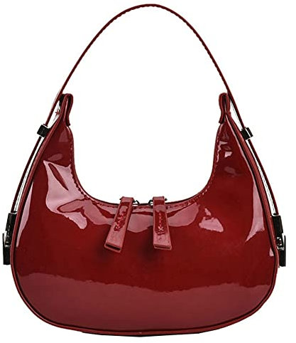 Damen Halbmond Schultertaschen Retro Y2k 90er Jahre Hobo Handtaschen Top Handle Y2k Unterarmtasche Mode Clutch Geldbörsen, Rot/Ausflug, einfarbig (Getaway Solids)