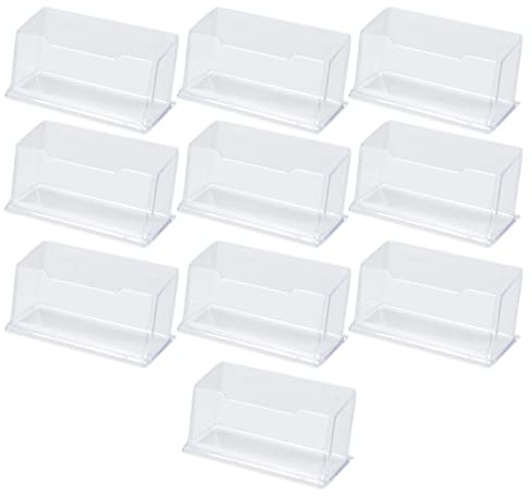 MAOQYE 10 Pack Business Card Holder,Transparent Acrylic Card Display Plastic Card Stand Acrylic Card Holders for Desk Tidy Office Accessories Business Card Holder