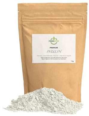 Food Bites Inulina a Catena Lunga Excellence 1 Kg - Inulina di Cicoria in Polvere pura al 100% - Fibra Prebiotica per Ridurre l'apporto Calorico dei Cibi