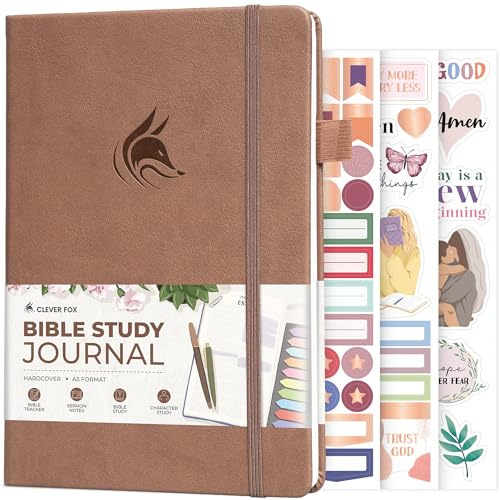 Clever Fox Bibelstudiedagbok – kyrkoanteckningar anteckningsbok – kit för anteckningar och journalföring – trobaserade religiösa gåvor och tillbehör (mörk terrakotta)