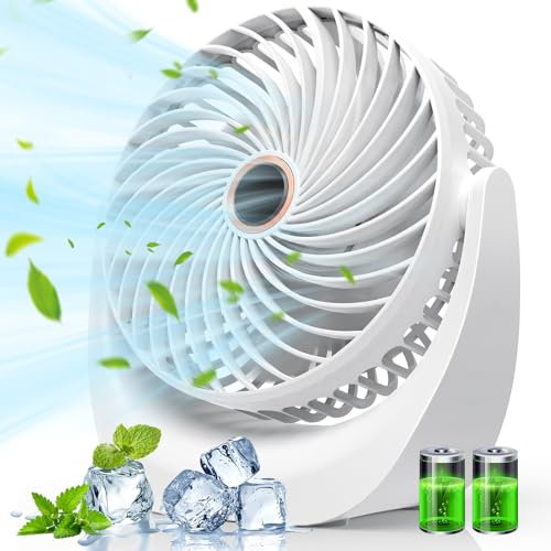 Solace Ventilador de mesa,ventilador USB,mini ventilador portatil,batería recargable de 4000 mAh,5 niveles de velocidad,rotación de 360°,ajustable para dormitorio u oficina