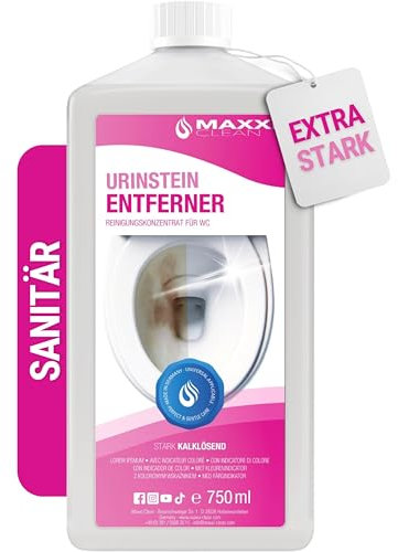 Maxxi Clean | 750 ml Urinsteinentferner [Extra Stark] | Extrem kraftvoller & sparsamer WC-Reiniger | Entfernt hartnäckigste Ablagerungen wie Urinstein & Kalkstein