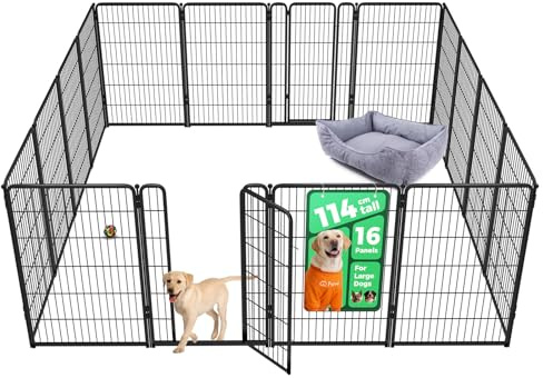 FXW Homeplus Indoor Dog Playpen, 114CM(H), 16 Panels | Stress-free play, Heavy-duty, Easy setup & access, Expandable, for Large Dogs, Patented