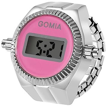 OIDEA Ringuhr Fingeruhr Herren Damen: Digital Silber elastisch Fingerband mit Rosa digital Legierung Ring Uhr Uhrenring Geschenk für Freund Familie