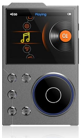 MP3-spelare med Bluetooth 5.3 HiFi-ljud, Bärbar Digital Musikspelare HiFi MP3-spelare med 2,4 Tums HD-skärm i Borstad Metall för Barn Vuxna