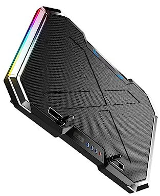 DOITOOL Soporte Refrigerador Portátil para Laptop con Ventilador Silencioso Iluminación RGB Doble Puerto USB y Ajuste De Compatible con Múltiples y Uso Escritorio o Regazo