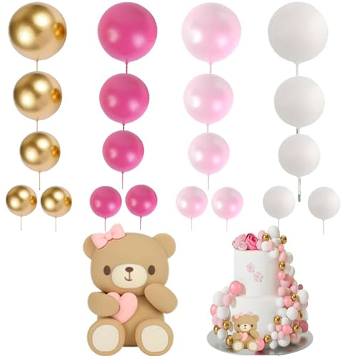 21 Piezas Rosa Osito Decoracion Tarta WISIRENT, Decoración de Pastel de Oso de Peluche Osito Decoracion Tarta, Teddy Bear Baby Shower Decoración Decoracion Tartas Cumpleaños, Osito Decoracion Tarta
