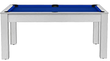 1001juguetes Milleetuntoys Billar Florida Convertible en Mesa de Comedor - 6 Personas - Blanco boscoso Alfombra Azul