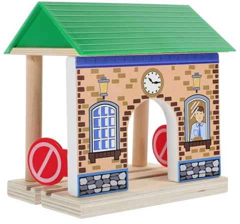 BESPORTBLE Estación de Tren de Madera Decorativa Modelo de Accesorio para Construcción Infantil Escena Realista de Maqueta Ferroviaria
