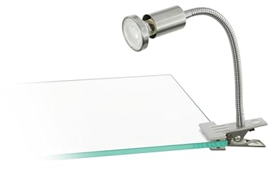 EGLO LED Klemmlampa Litos, flexibel arm, skrivbordslampa med klämma | läslampa i silvermetall, inkl. GU10 varmvit lampa