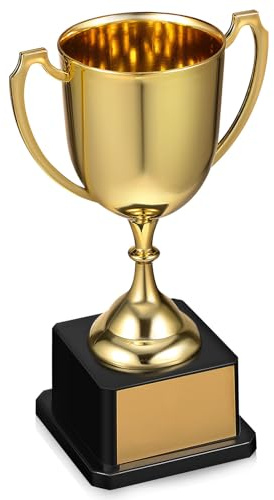 CALLARON Trophée Doré Petit Format, Base Carrée Stable, Léger et Transportable, Coupe Récompense pour Compétition Sportive, Fête ou Événement, Trophée de Vainqueur pour Équipes