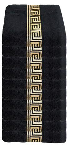 Julie Julsen 10er Pack Gästetuch 23 Farben erhältlich weich und saugstark 600gsm Öko Tex 30 x 50 cm Schwarz-Gold