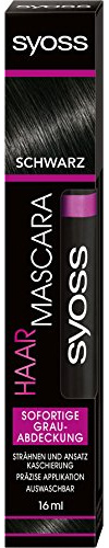 SYOSS Haar Mascara, Haarfarbe Schwarz, sofortige Grauabdeckung, 1er Pack (1 x 16 ml)