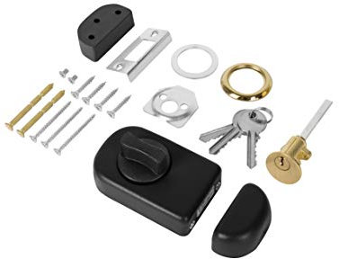 ADGO Serrure De Porte Ergo En Saillie, Supplémentaire Avec Bouton, Insert Rond Et 3 Clés, Mécanisme En Acier, 4 Couleurs, Cylindre Extérieur, Serrure De Coffre (50 mm, Noir)