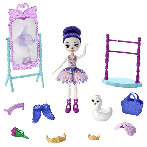 Enchantimals GYJ06 - Ballettstudio Spielset, mit Sarely Swan Puppe (ca. 15,2 cm) und 1 Tier, Spielzeug für Kinder ab 4 Jahren