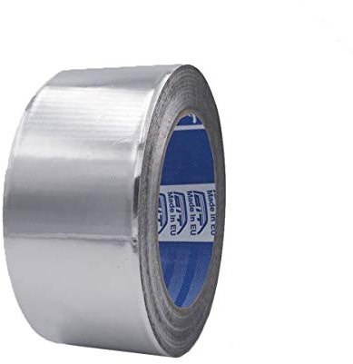 Nastro in alluminio alta temperatura per tubi stufa e canna fumaria (Metallico, 38 mm x 9 mt)