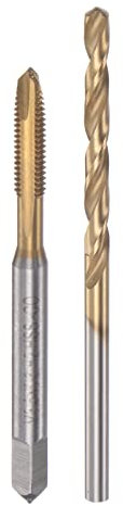sourcing map Tap & Bit Sets, M3.5 x 0.6 Screw Thread Machine Spiral Point Threading Tap, 2.9mm Twist Drill Bit, Titanium Plated M35 Cobalt High Speed Steel (HSS-CO)