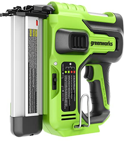 Greenworks Chiodatrice senza spazzole 24 V 18 GA, pistola per graffette senza fili, solo strumento