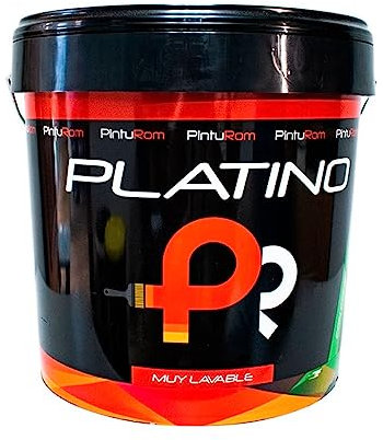 Pintura Interior y Exterior Muy Lavable PLATINO PINTUROM - Blanco mate luminoso, Alta resistencia al roce 4 L.