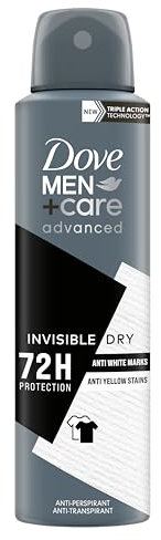 Dove Deodorante Dove Men + Care Invisible Dry Spray Advanced Care, Deodorante Uomo, con 1/4 Crema Idratante, Formula Idratante e Anti-Macchia, Protezione Fino a 72 Ore, 150 ml