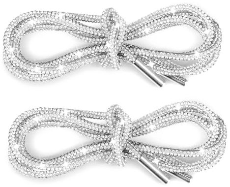 Ymapinc 2 cuerdas con purpurina de diamantes de imitación, cordones redondos brillantes para zapatos deportivos, cordones de cordón, cuerda de repuesto para pantalones deportivos, pantalones cortos,