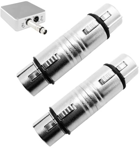 Bansusu 2PCS XLR Coupler XLR 3 Pin Female to Female Adapter Silver Gender Changer Audio Microphone Line Connector Mic Barrel Extension for Audio Interfaces Camera Microphone Mixing Console Power
