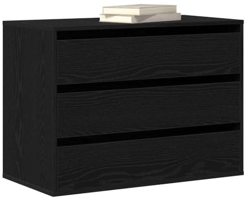 vidaXL Armoire à tiroirs Noir 80 x 41 x 58 cm Bois d'ingénierie, Organisateur de Chambre, Commode Moderne, tiroirs rectangulaires, Rangement Minimaliste, Solution Gain de Place