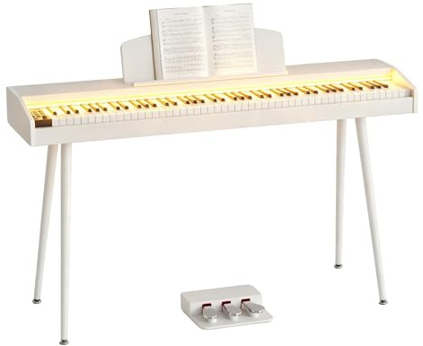 JOINATRE 88 Keys Weighted Digital Keyboard Piano with Adjustable Light,Full Size Keys Hammer-action Electronic Piano Keyboard,3 Pedal,Full-featured Keyboard for Beginner,Kids,Adults,White