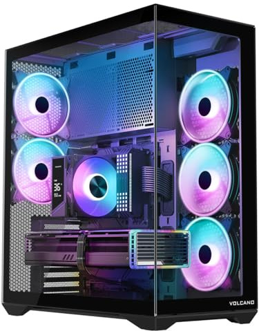 MODECOM Volcano Space XL ARGB Full Tower Case Nero | Gaming PC Case per schede madri ATX | 5 ventole ARGB preinstallate e finestre in vetro | raffreddamento ottimale della GPU | Tower di fascia alta
