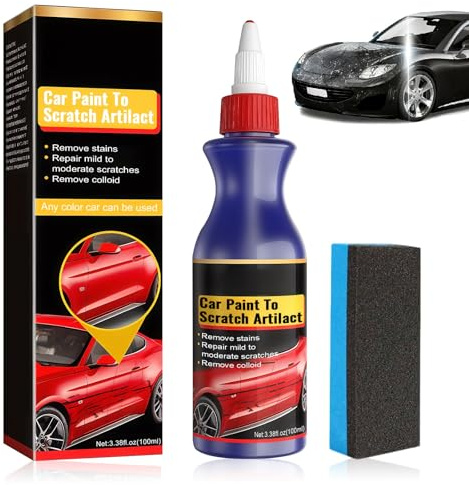 Efface Rayures Voiture 100ml avec Éponge,Polish Voiture Réparation Rayure,élimine les rayures en un tour de main sans polisseuse, polissage profond contre les éraflures