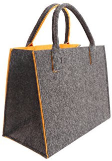 CB Home & Style Filztasche Einkaufstasche Tasche Shopper ca. 35 x 20 x 28 cm (Anthrazit-Orange)