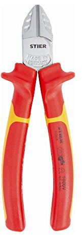 STIER Seitenschneider, 160 mm, VDE, Drahtschneider, 2-Komponenten-Sicherheitshüllen, Multifunktional, Seitenschneider mit zusätzlich gehärteten Schneiden