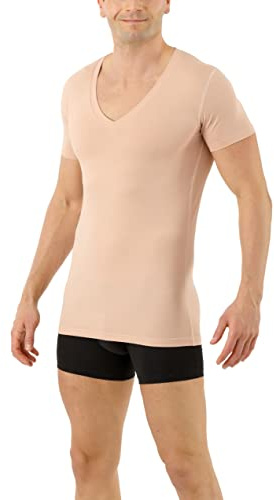 ALBERT KREUZ Herren Funktionsunterhemd atmungsaktiv Deep-V Kurzarm Beige M