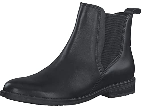 MARCO TOZZI Damen Chelsea Boots aus Leder Elegant, Schwarz (Black), 41 EU