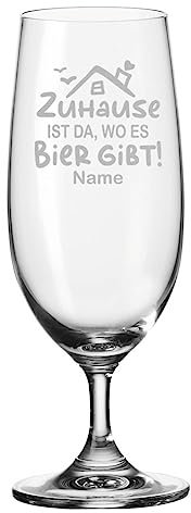 Leonardo Vaso de cerveza con grabado – El hogar es donde hay cerveza – Personalizado con nombre – Tulipán de cerveza como regalo – Idea de regalo para hombres para cumpleaños – Regalos para papá – 280