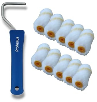 10x 5cm Profesius Heizkörperwalzen inklusive Steckbügel - Ersatzrollen, Goldfadenwalzen, Streichrollen für Farben und Lacke - Malerrollen für effizientes Streichen und optimale Abdeckung