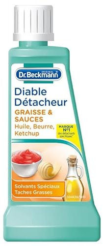 DR BECKMANN - Diable Détacheur - Élimine Graisse et Sauce - Format 50 ml - Efficace sur tous les textiles - Lot De 4