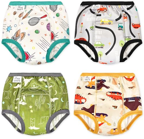 Heekcaa Toilette Training Hose, Töpfchen Training Hose für Jungen, Kleinkind Wiederverwendbare Training Hose, Töpfchen Training Unterwäsche, 4 Packungen (Blau, 5 Jahre)