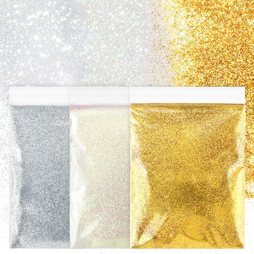 LOPHE Ultra Fine Glitter Powder, 3Pcs 20g Face Body Glitter Nail Powder, Festival Glitters Sequins Flakes for Cosmetic Decorations, Sparkle Glitters Powders for Resin Art Crafts Tumblers