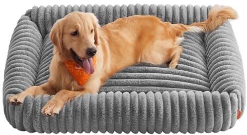 Feandrea Panier pour Chien, Panier Orthopédique de Taille Très Grande, Coussin Chien Lavable, Moelleux, Rembourrage Doux, 120 x 85 x 23 cm, Gris Tourterelle PGW314GD01