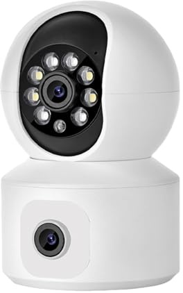 VBESTLIFE Säkerhetskamera, Dubbla Lins 1080p WiFi -Kamera för Hemsäkerhet Inomhus, Husdjur/hund/baby Kamera, 360 ° PTZ Rotation Rörelsedetektering, Nattvision
