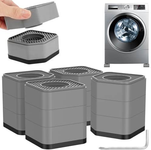 BAODBF 4 stycken tvättmaskinsunderrede av PP, tre lager justerbart antivibrationsmatta underlag, vibrationsdämpare tvättmaskin matta, vibrationsdämpare för kylskåp, soffa, garderob