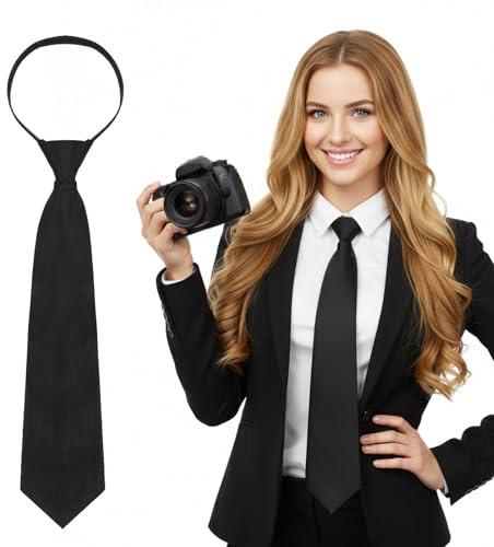 Matwsec Black Tie 13 Pre-Tied Ties for Women