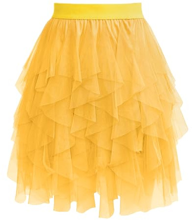 Sopesil Falda Tul Mujer Irregular Falda de Tutú con Cintura Elástica Elegante Falda Plisada de Mujer Casual Skirt de Cosplay Fiesta Carnaval Halloween