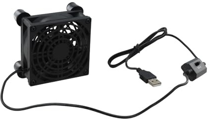 UTTASU USB-fläkt 80 mm, 5 V tyst axialfläkt för router, skåp och AV-enheter, effektiv värmeavledning, 25 dB tyst, svart