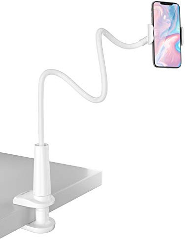 TRYONE Gooseneck Phone Holder Stand for Bed Flexible Arm Adjustable Cell Phones Mount Clamp on Desk Compatible with iPhone 12 Pro 12 11 Pro Xs 8 7 6 | S21 or Other 4-7 Devices