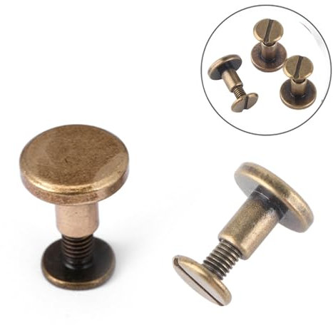 20pcs Flat Head Nieten, Kupfer Messing Schrauben Rivnut Anti-Rost-Muttern Nägel Nieten Leder Cap Zubehör Kit für DIY oder Reparaturarbeiten(8mm)