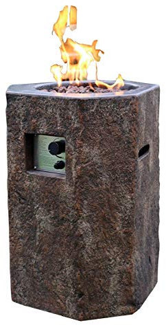 Kaminlicht Gas-Feuerstelle Tambora in Basaloptik aus Faserbeton Garten Terrasse